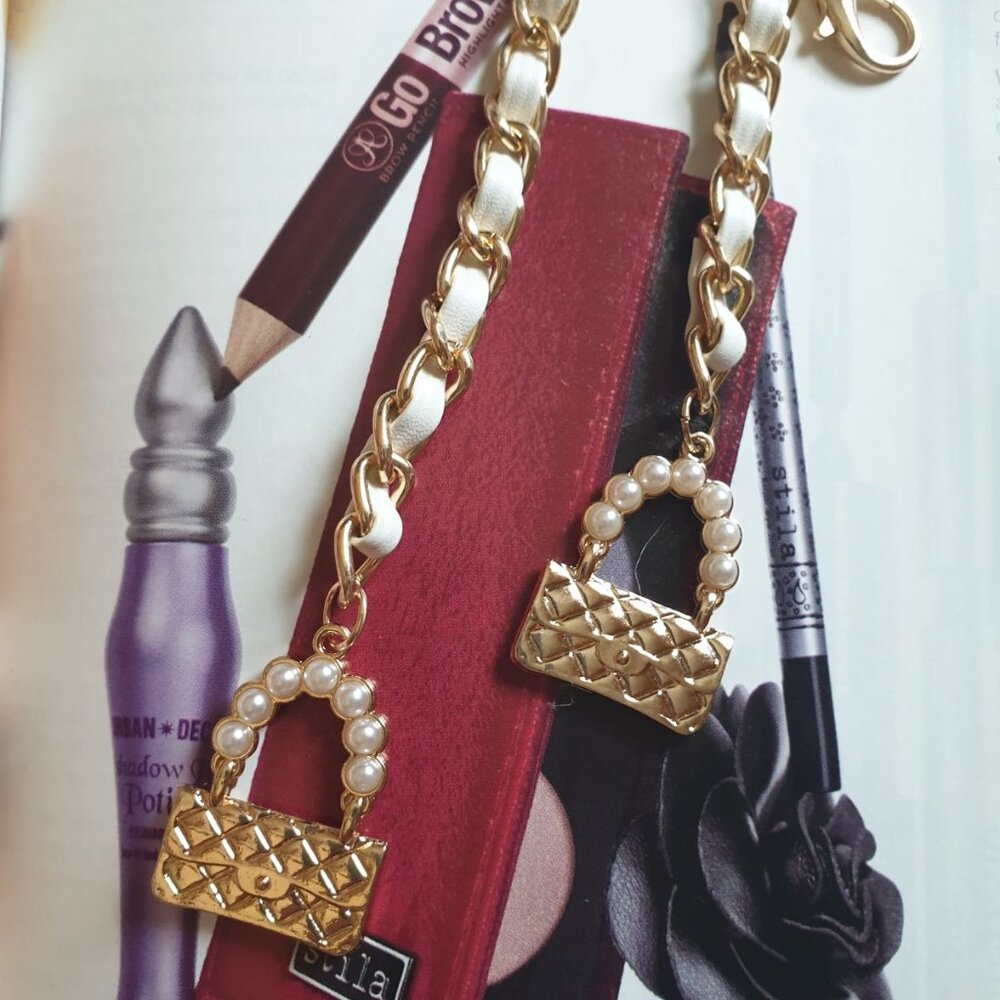 Fashion Handbag Design Belt Gold Chain Woven Faux Leather Women Accessory Gift